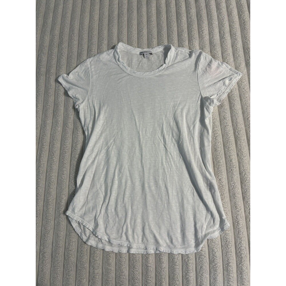 James Perse Sheer Slub crew neck tee women medium white burnout layer fall basic